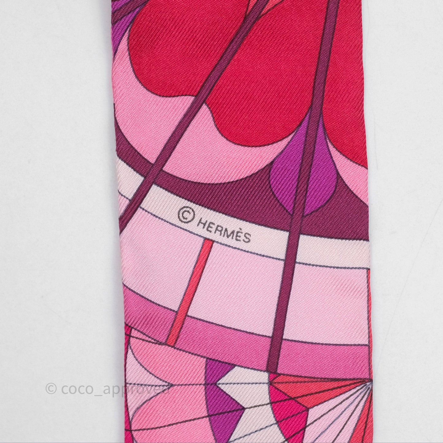 Hermès Rose de Compas Silk Twilly
