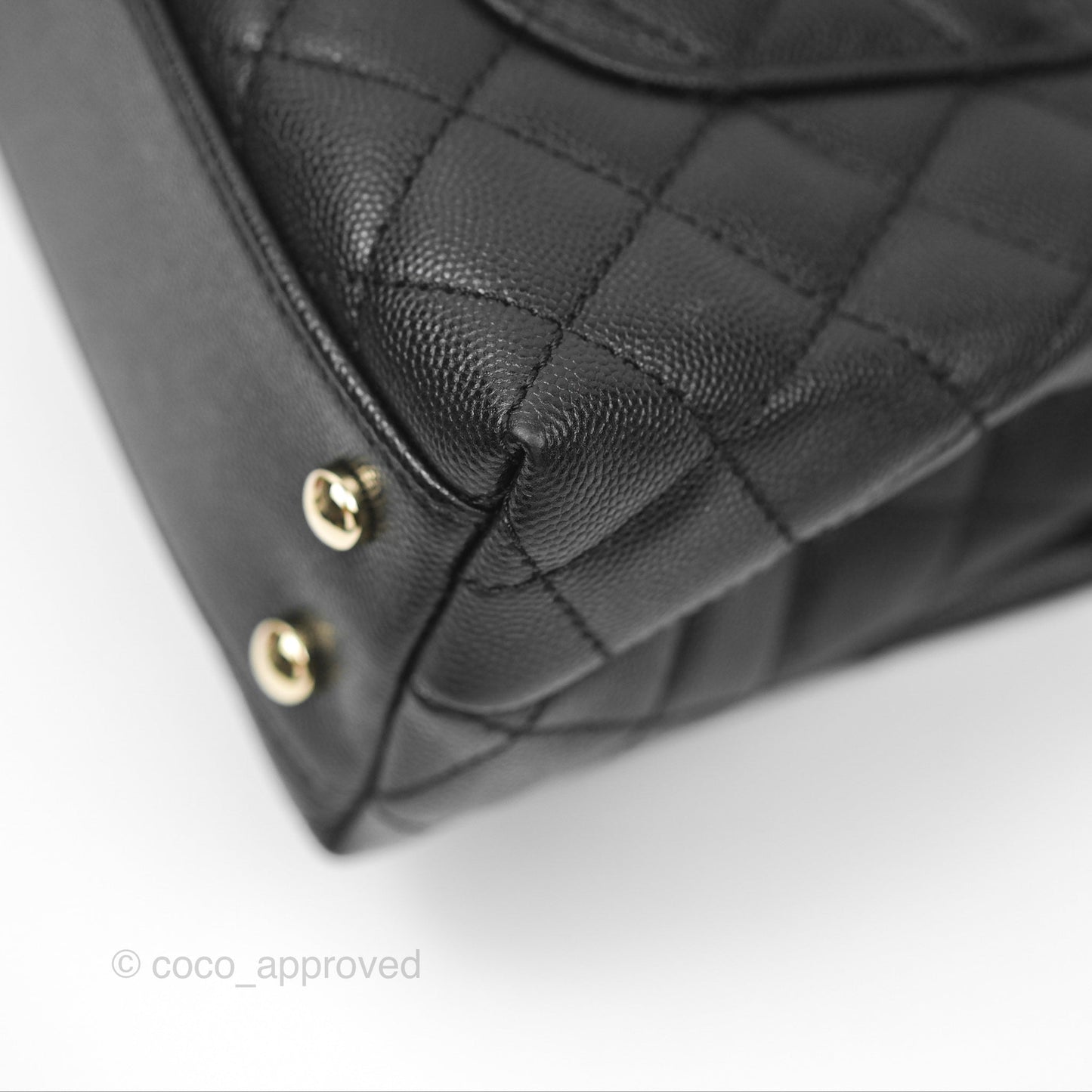 Chanel Small Quilted Coco Handle Black Caviar Gold Hardware