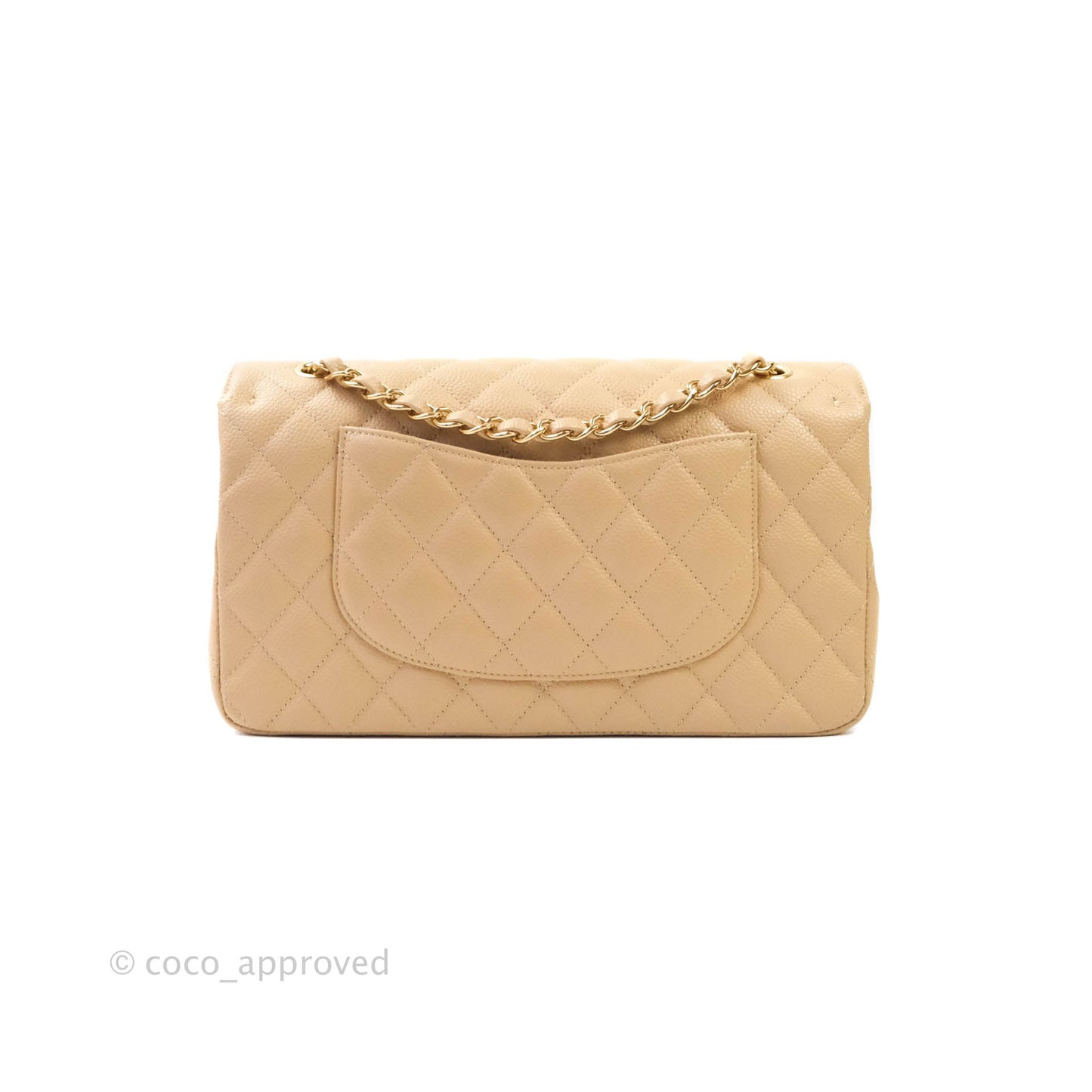 Chanel Classic M/L Medium Double Flap Beige Caviar Gold Hardware