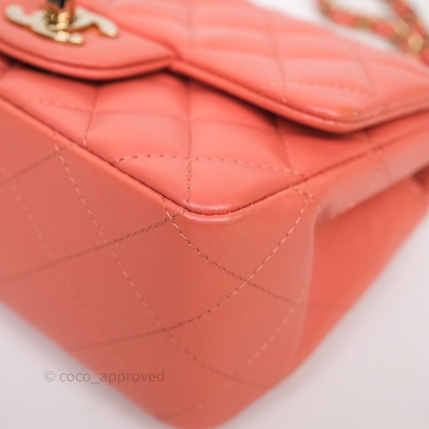 Chanel Mini Square Flap Quilted Pink Lambskin Gold Hardware
