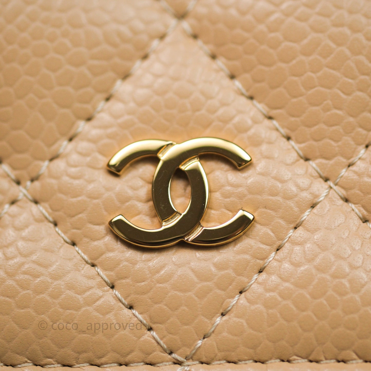 Chanel Quilted Classic Wallet on Chain WOC Beige Caviar Gold Hardware