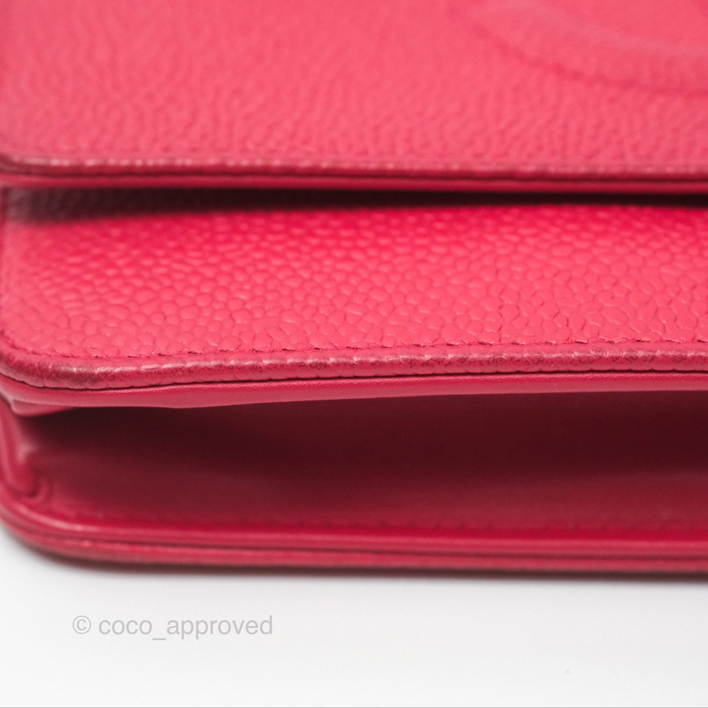 Chanel CC Wallet On Chain WOC Dark Pink Caviar Silver Hardware