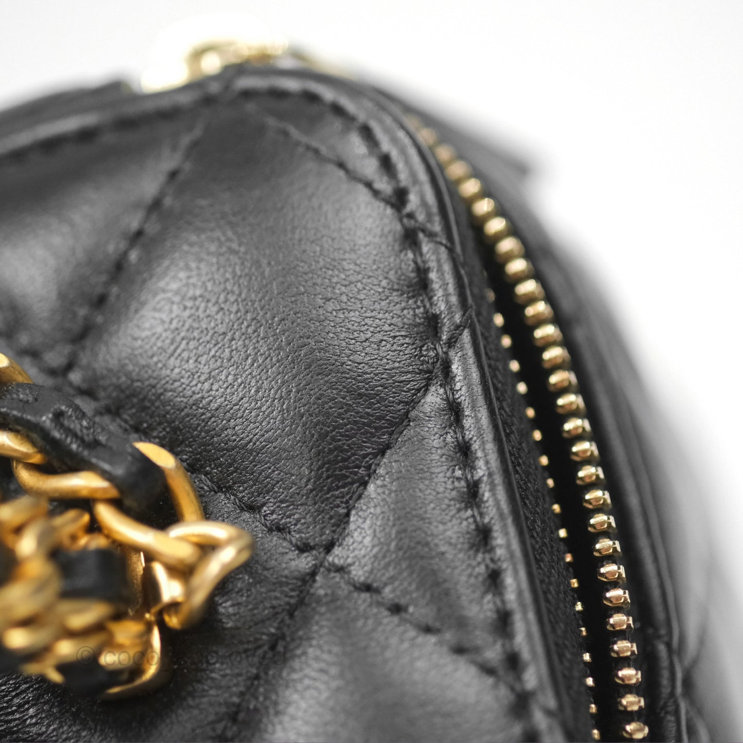 Chanel Vanity Rectangular Top Handle Black Lambskin Aged Gold Hardware