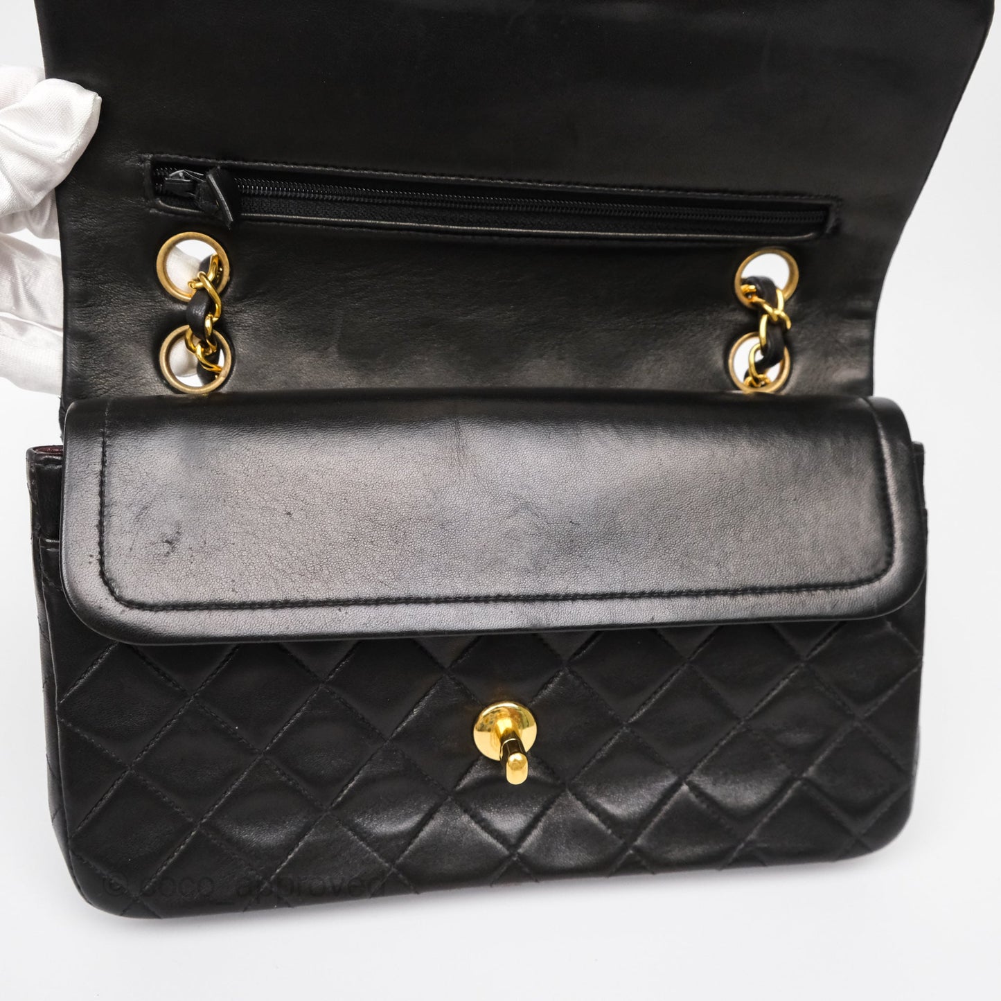 Chanel Vintage Small Classic Flap Black Lambskin 24K Gold Hardware