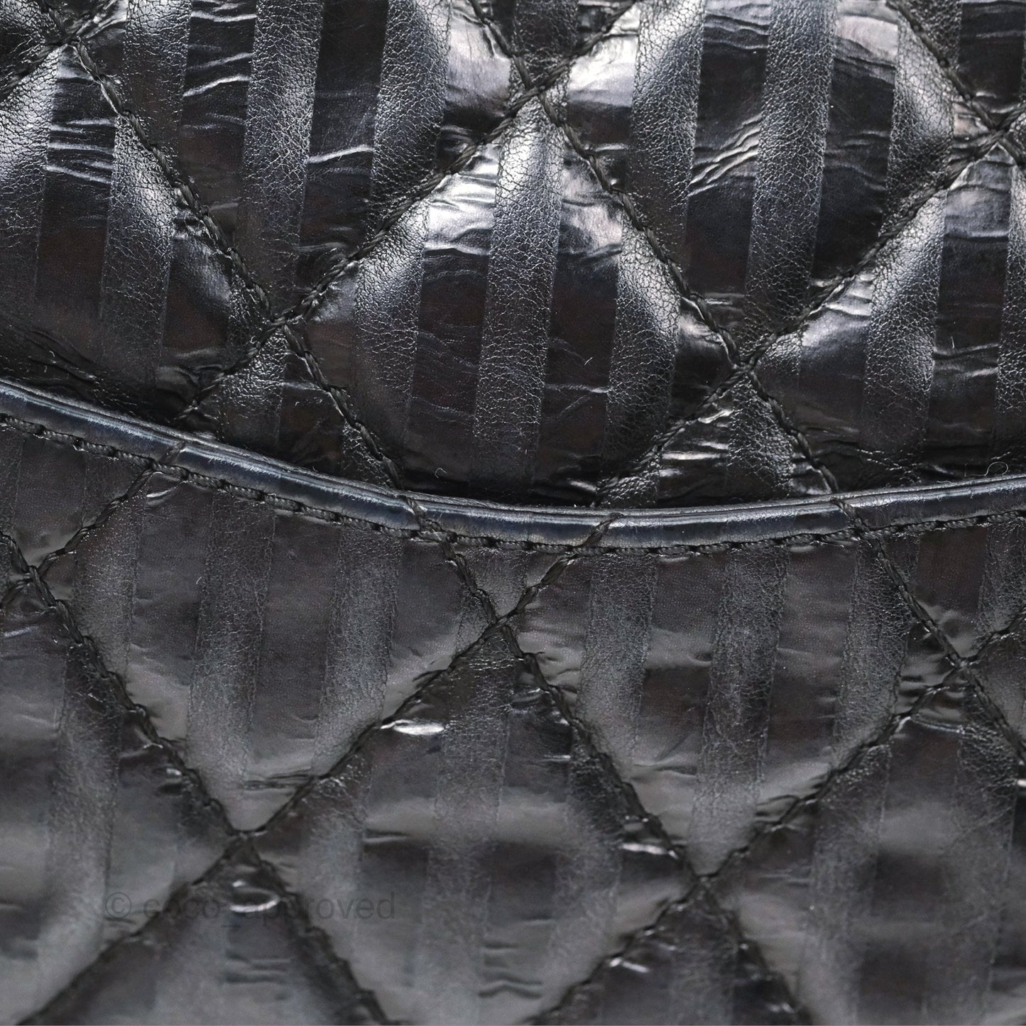 Chanel Reissue 227 Flap Quilted Calfskin Black Striped Dark Silver Hardware