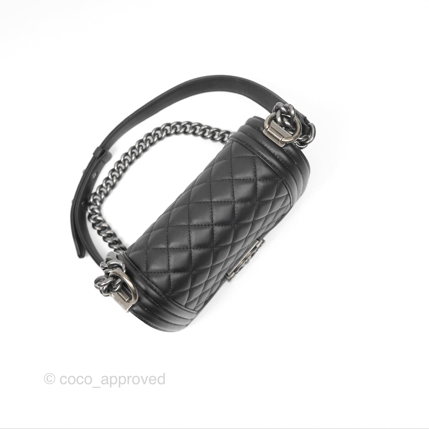 Chanel Small Boy Black Calfskin Ruthenium Hardware