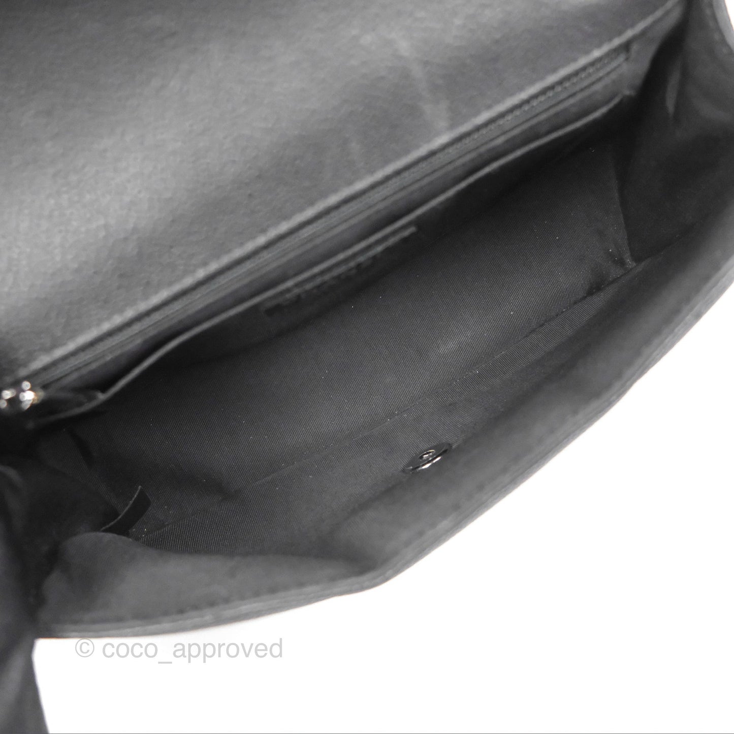 Chanel Chevron Flap Bag Black Caviar Silver Hardware