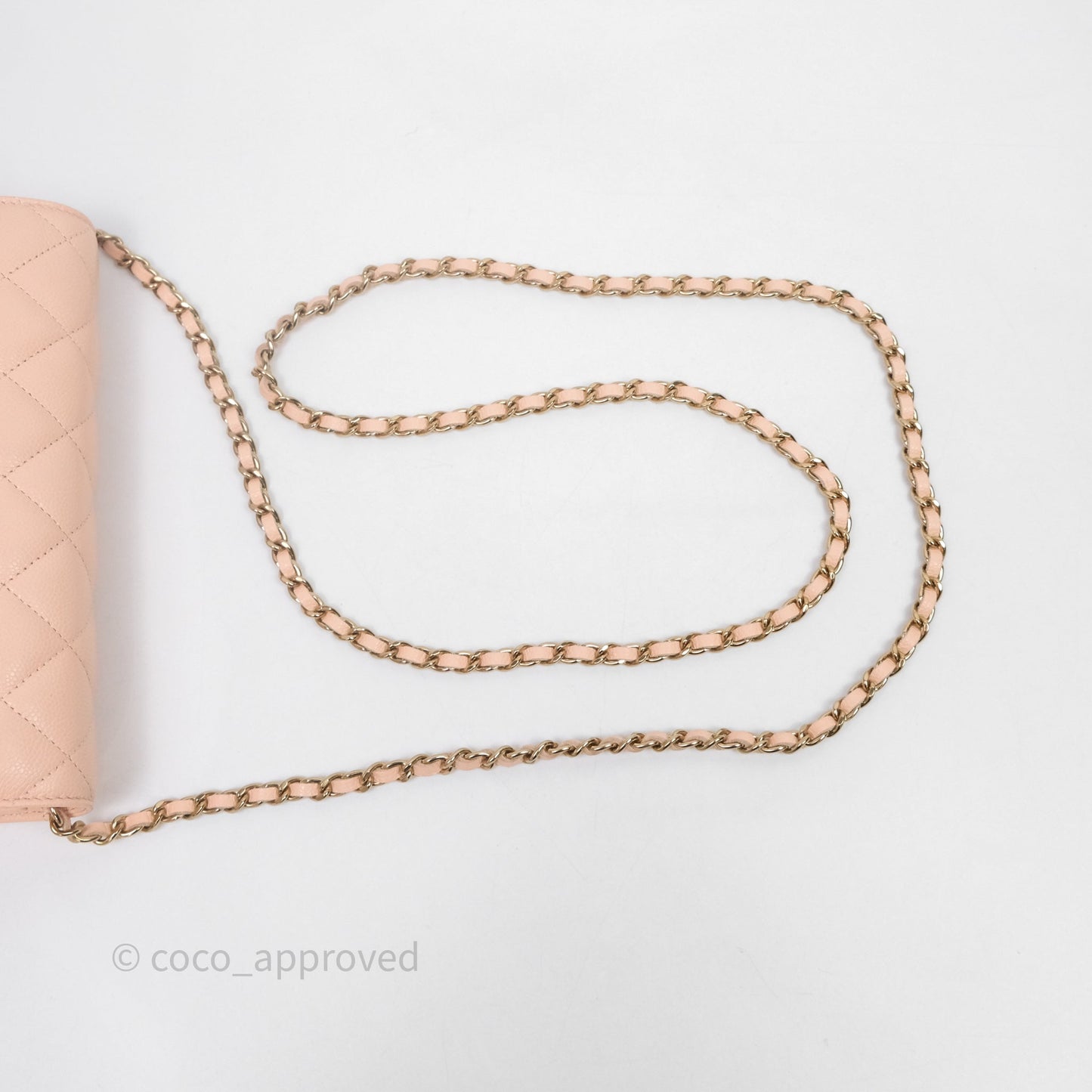 Chanel Quilted Classic Wallet on Chain WOC Pink Caviar Gold Hardware