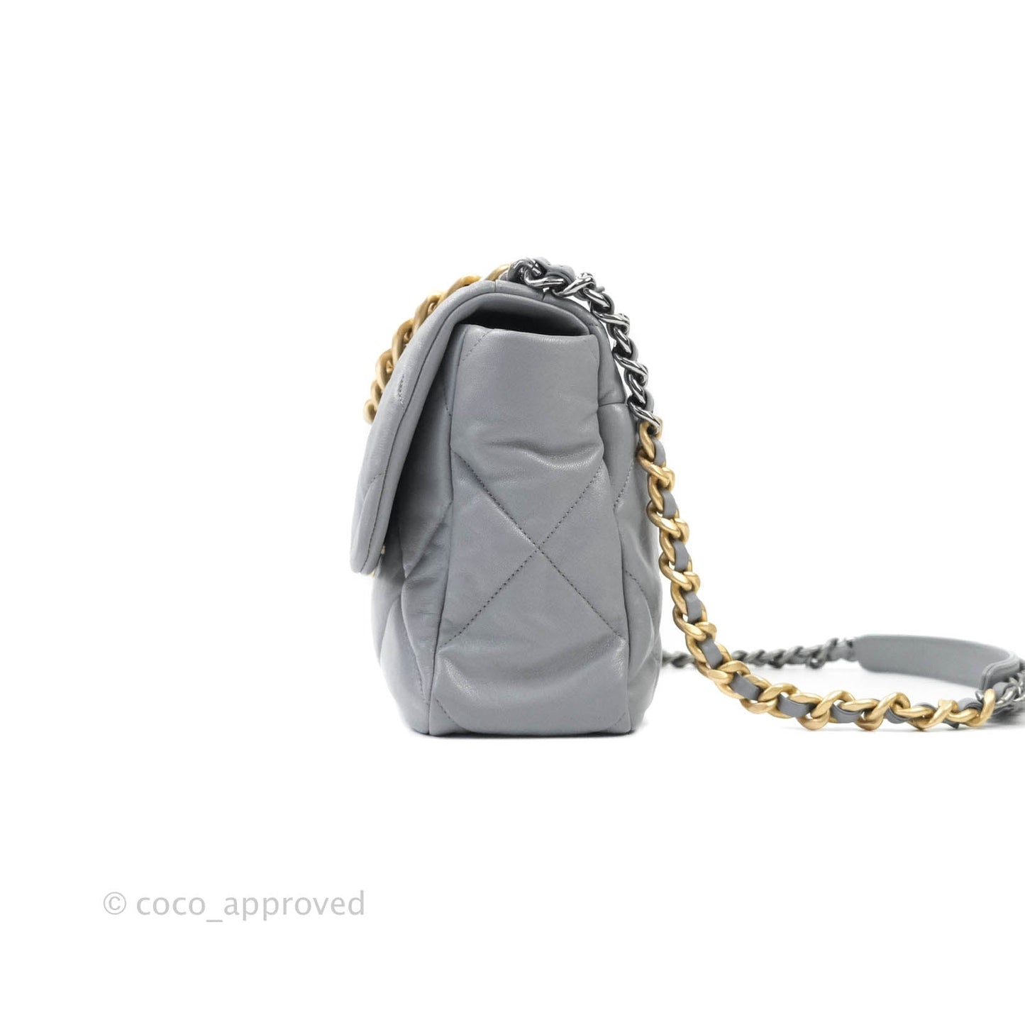Chanel 19 Medium Grey Mixed Hardware Goatskin