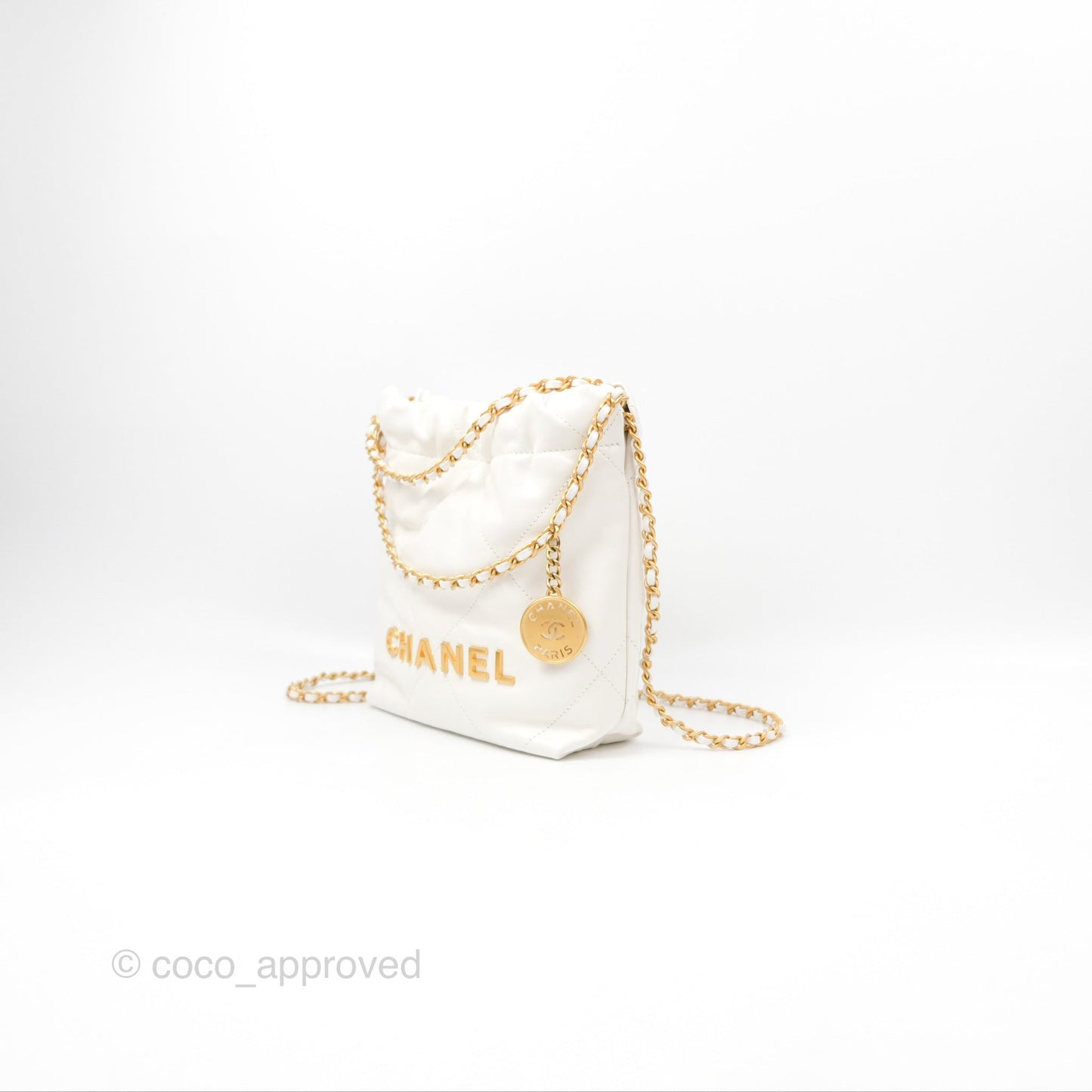 Chanel 22 Mini Bag White Crumpled Calfskin
