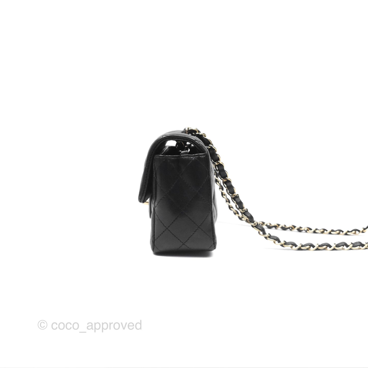 Chanel Quilted Mini Rectangular Flap Black Lambskin Gold Hardware