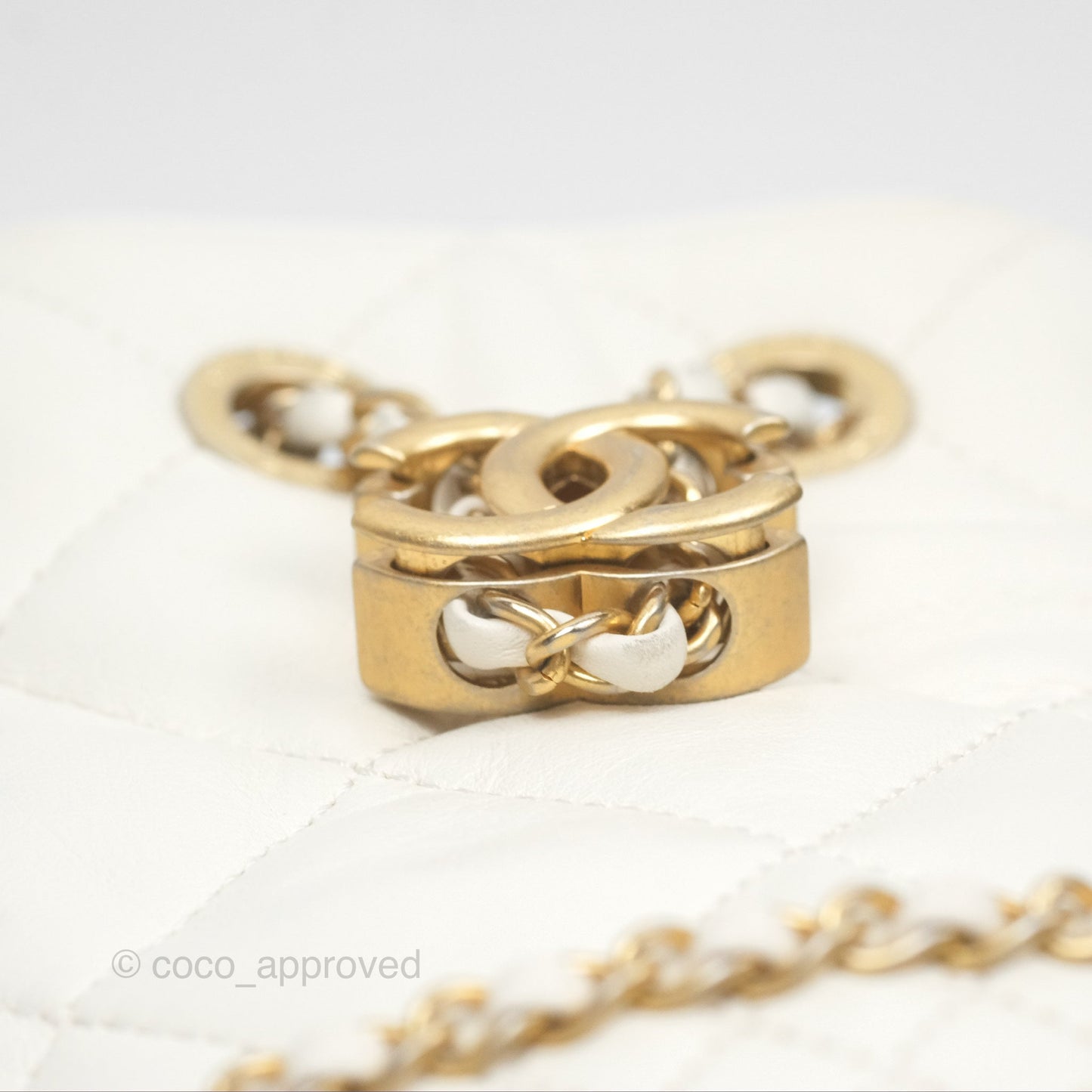 Chanel Quilted Drawstring Bucket Bag Ivory Lambskin Aged Gold Hardware