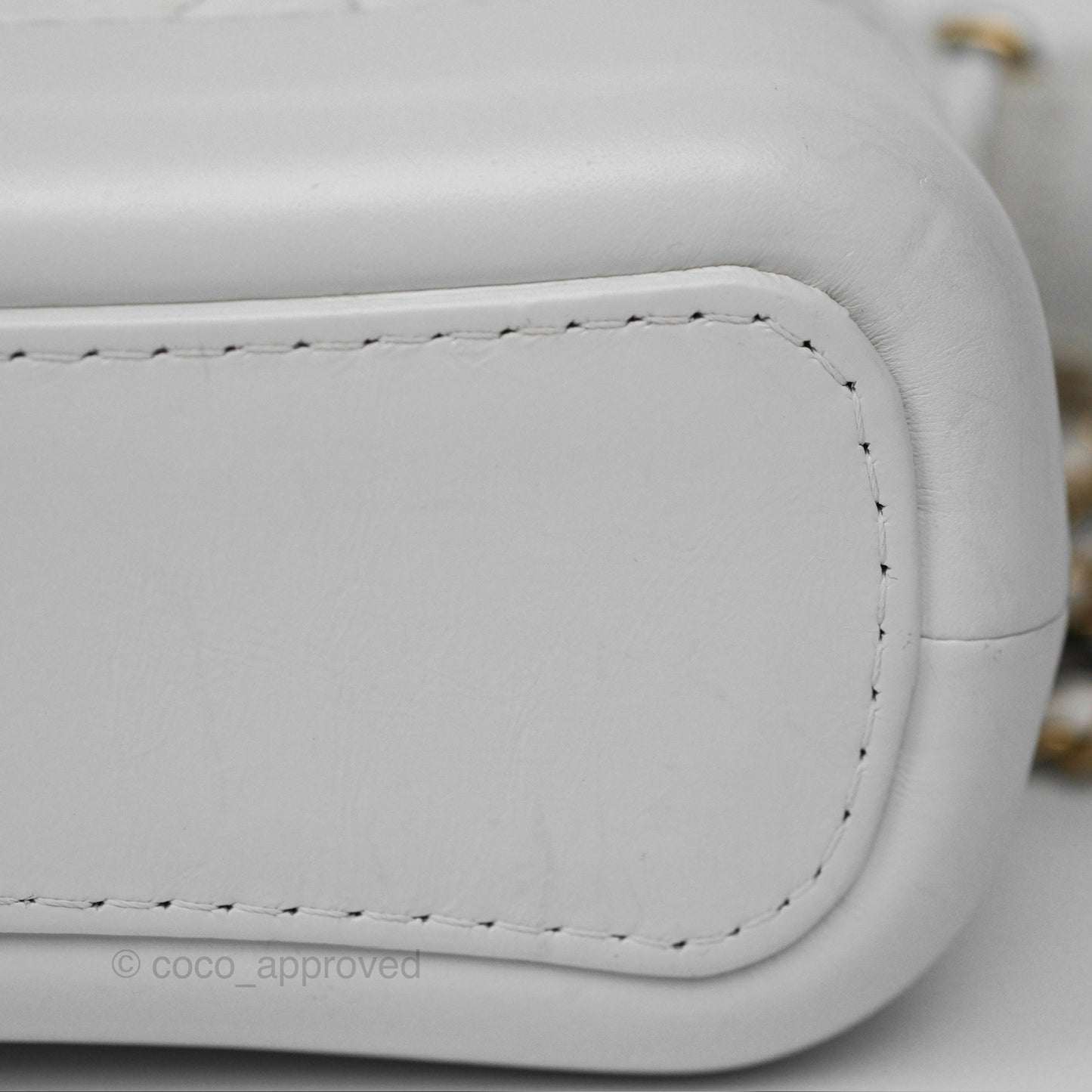 Chanel Small Gabrielle Hobo Quilted White Aged Calfskin