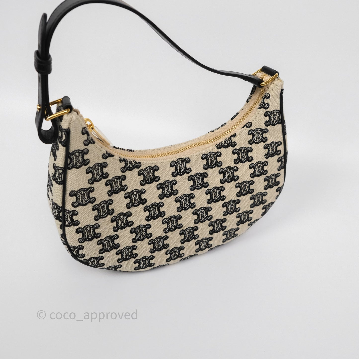 Celine Medium Ava Bag Triomphe Embroidered Black Natural