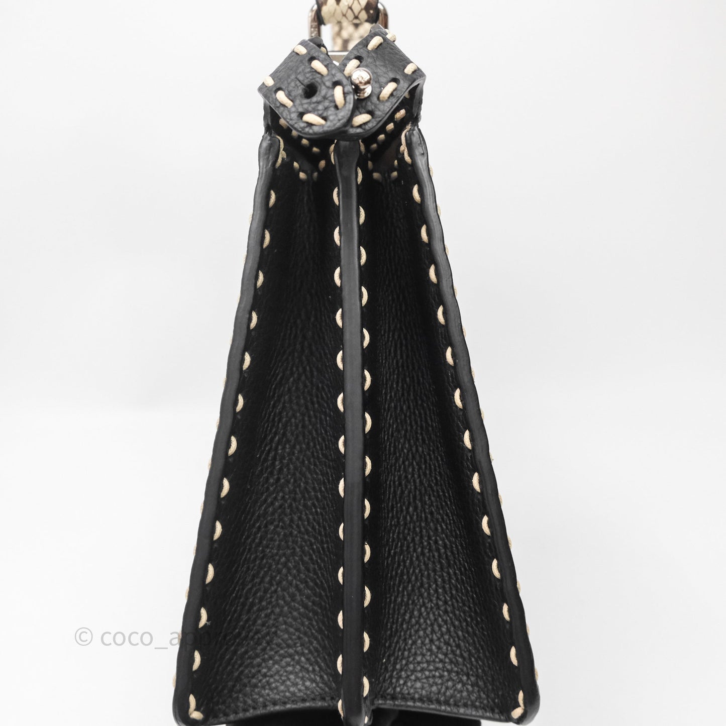 Fendi Peekaboo ISeeU Python Handle Handbag Black Calfskin Silver Hardware
