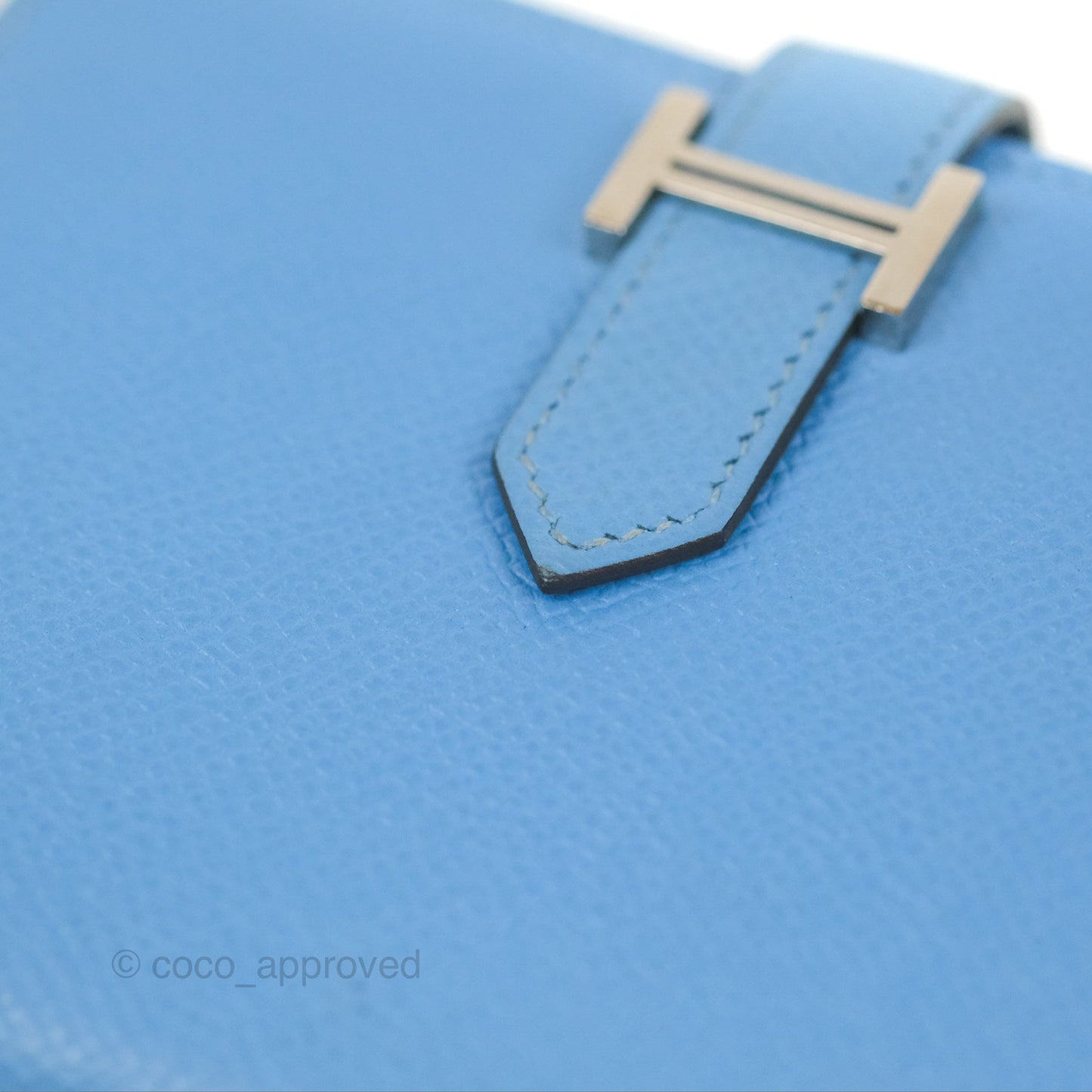 Hermes Bearn Compact Wallet Blue Epsom Palladium Hardware