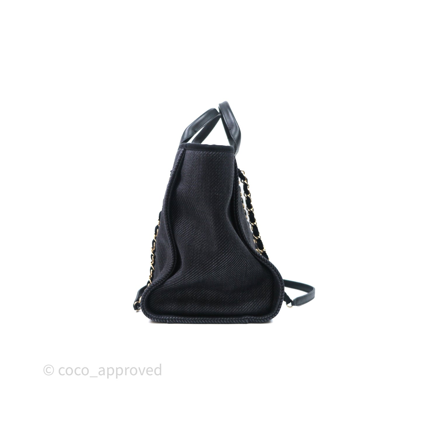 Chanel Large Deauville Charcoal Grey Canvas Light Gold Hardware