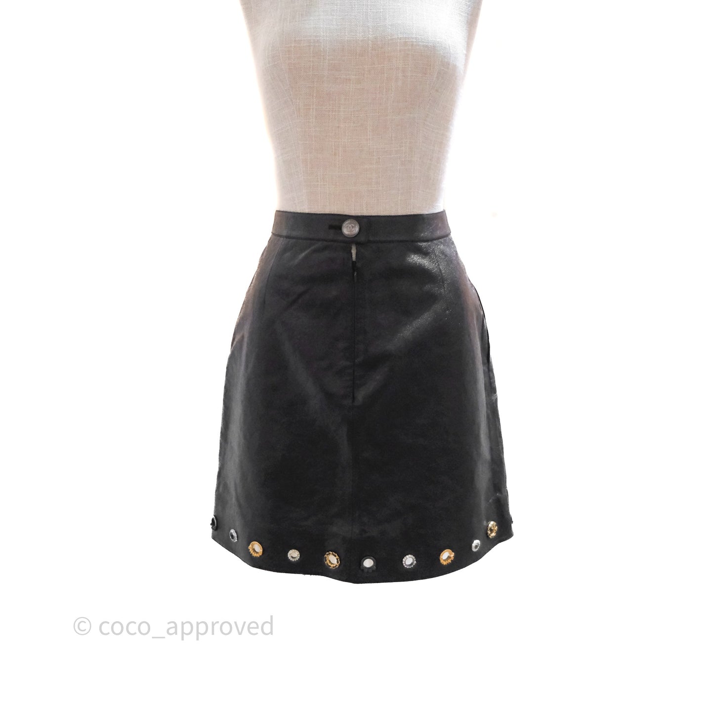 Chanel Leather Skirt Black Size 36