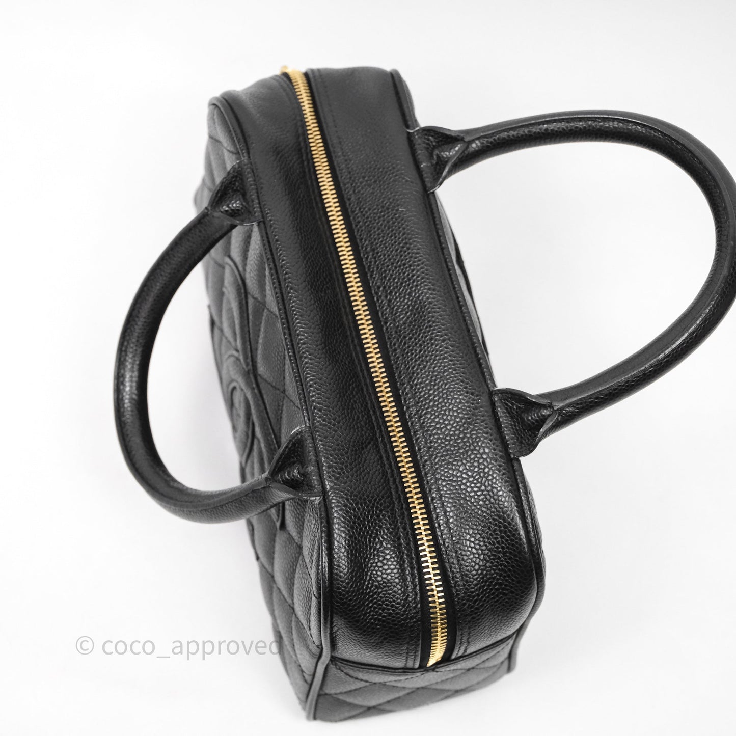Chanel Vintage Mini CC Boston Bag Black Caviar Gold Hardware
