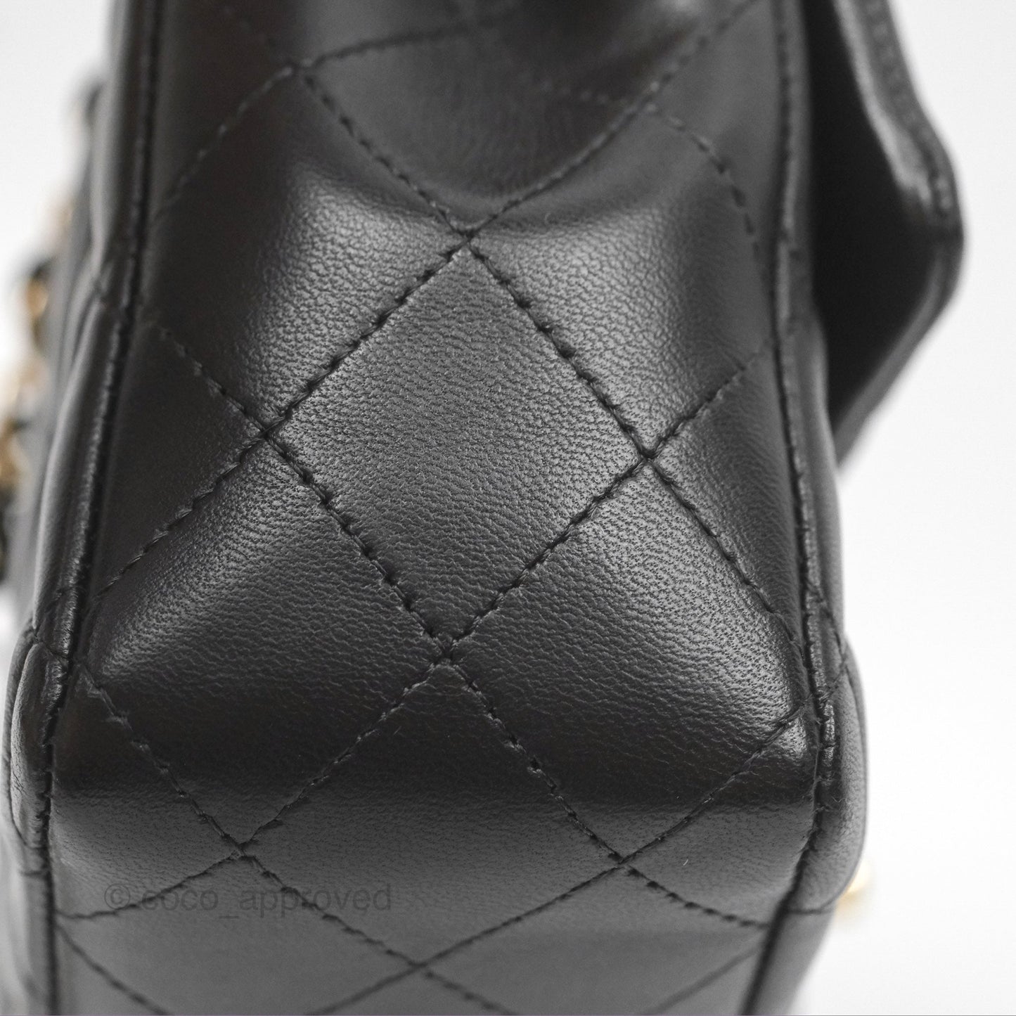 Chanel Quilted Mini Rectangular Black Lambskin Gold Hardware