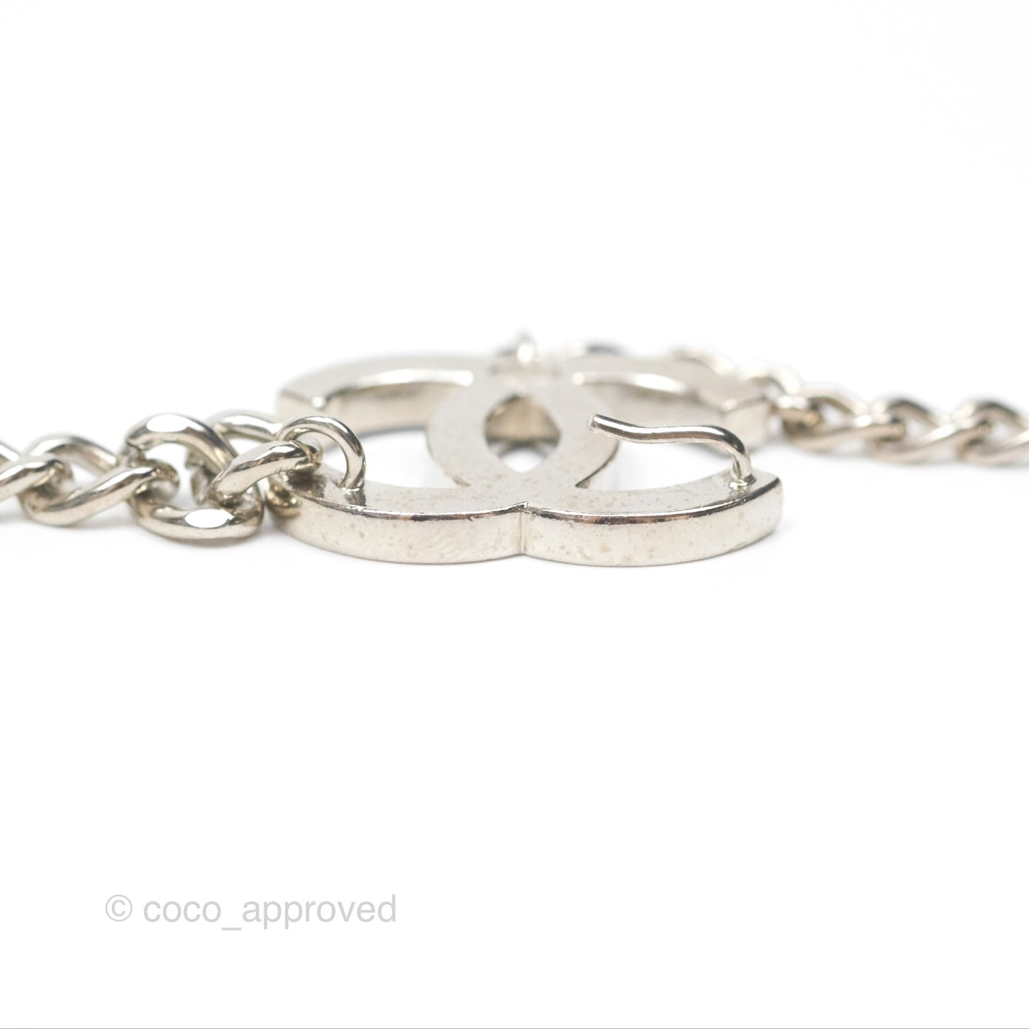 Chanel Black CC Chain Belt Silver Tone 08V