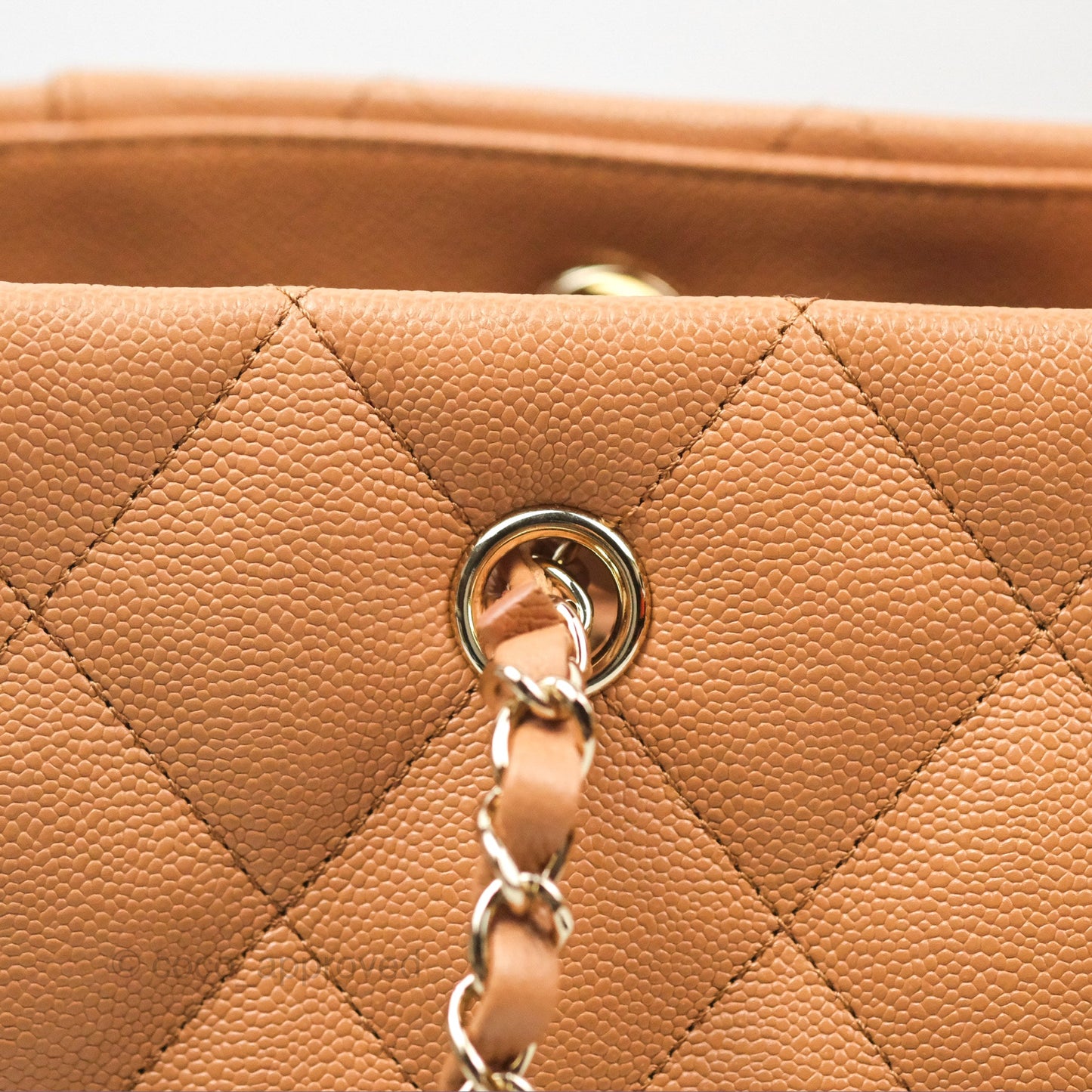 Chanel Large Quilted Caviar Shopping Tote Bag Dark Beige Gold Hardware