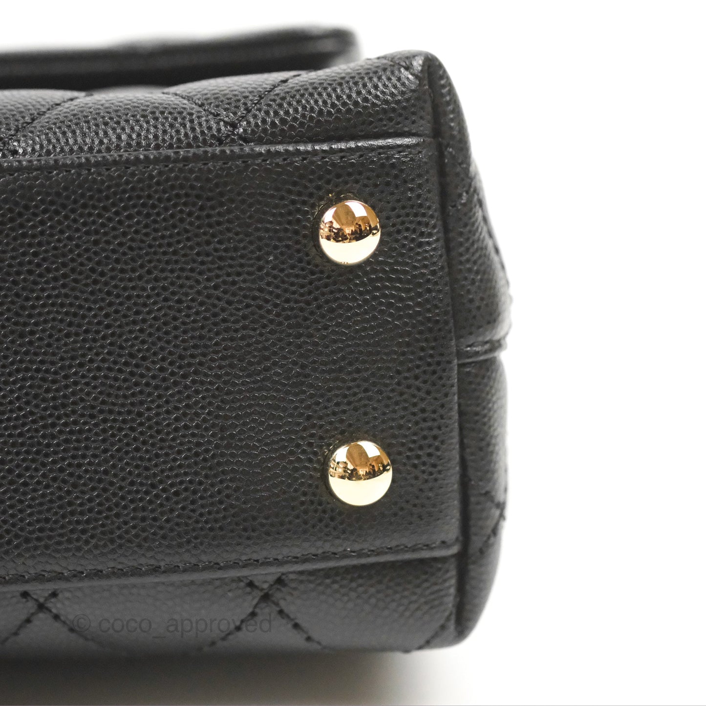 Chanel Small Quilted Coco Handle Black Caviar Gold Hardware