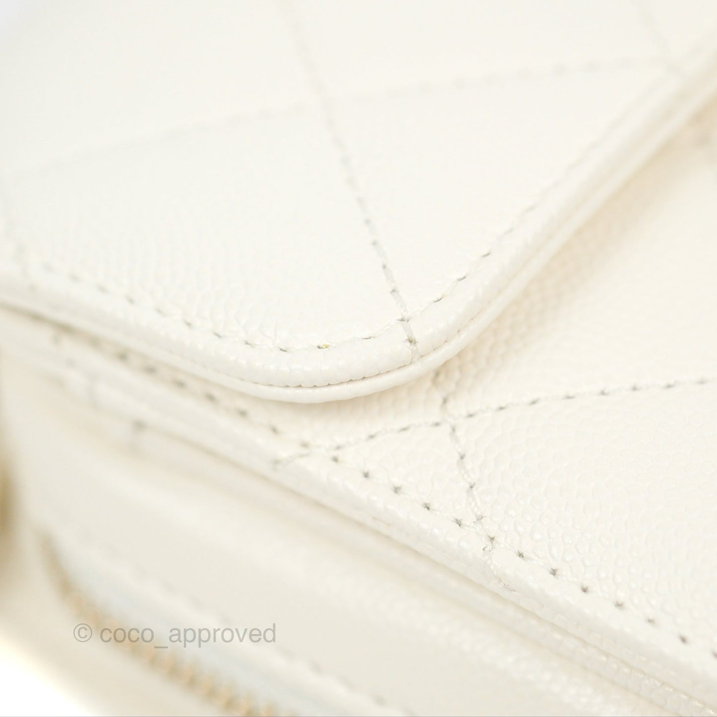 Chanel Quilted Small Like The Wallet Flap Ivory White Caviar Light Gold Hardware 22C