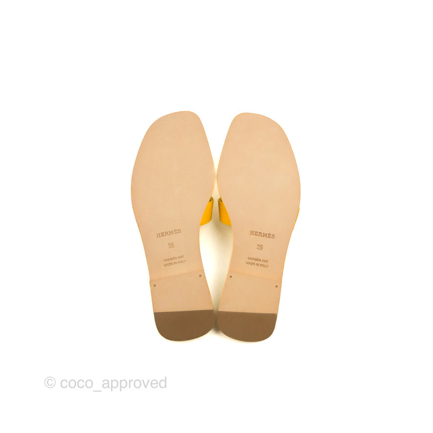 Hermès Oran Sandals in Mustard Yellow Size 35