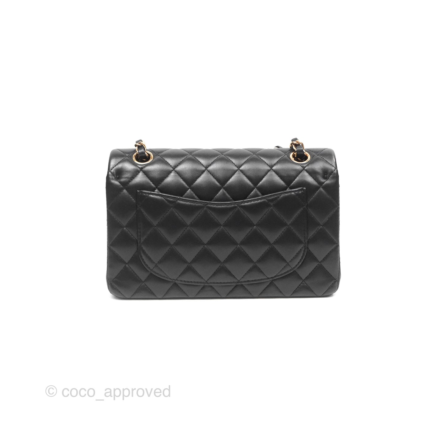 Chanel Small Classic Quilted Flap Black Lambskin Rose Gold Hardware