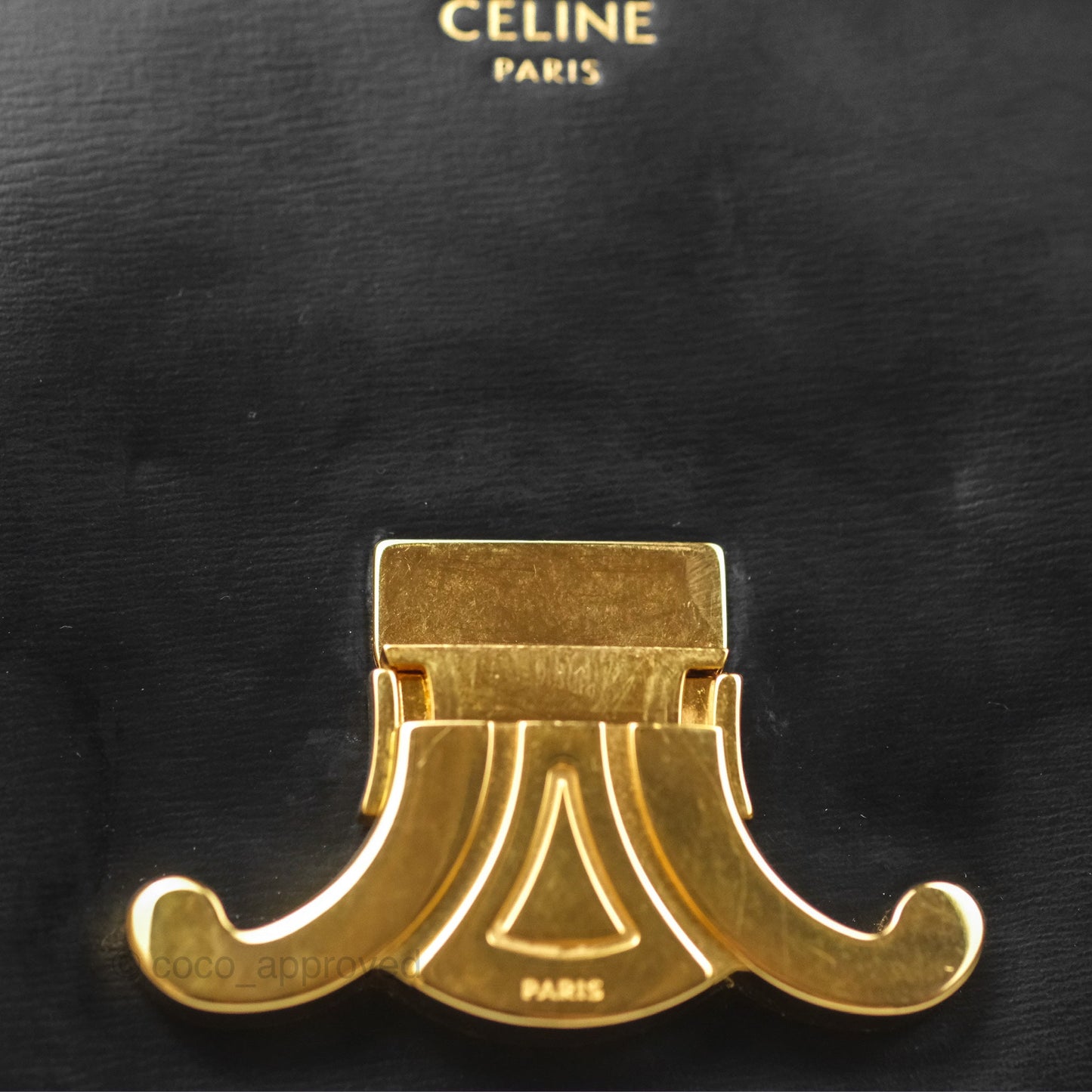 Celine Triomphe Shoulder Bag Black Calfskin