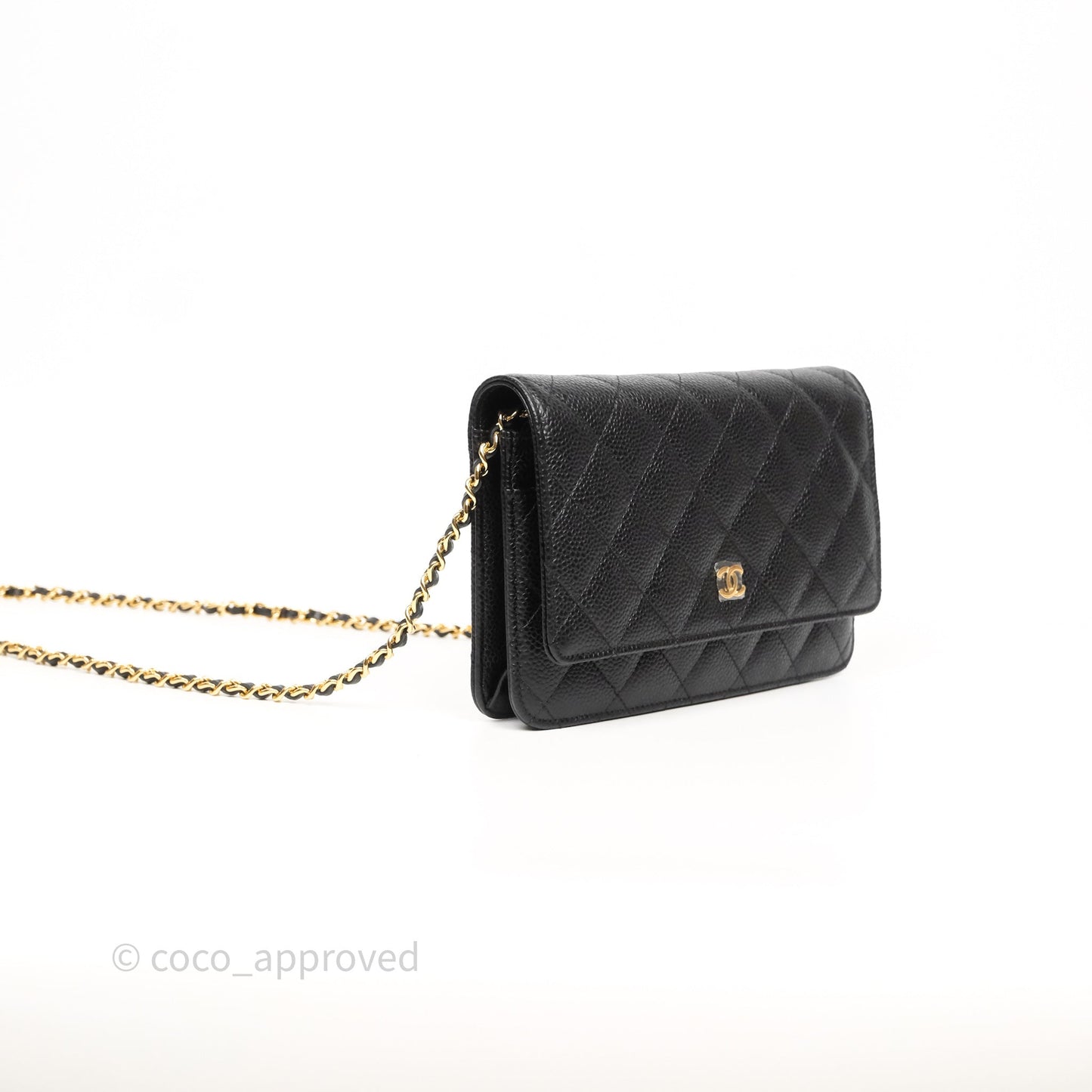 Chanel Quilted Classic Wallet On Chain WOC Black Caviar Gold Hardware