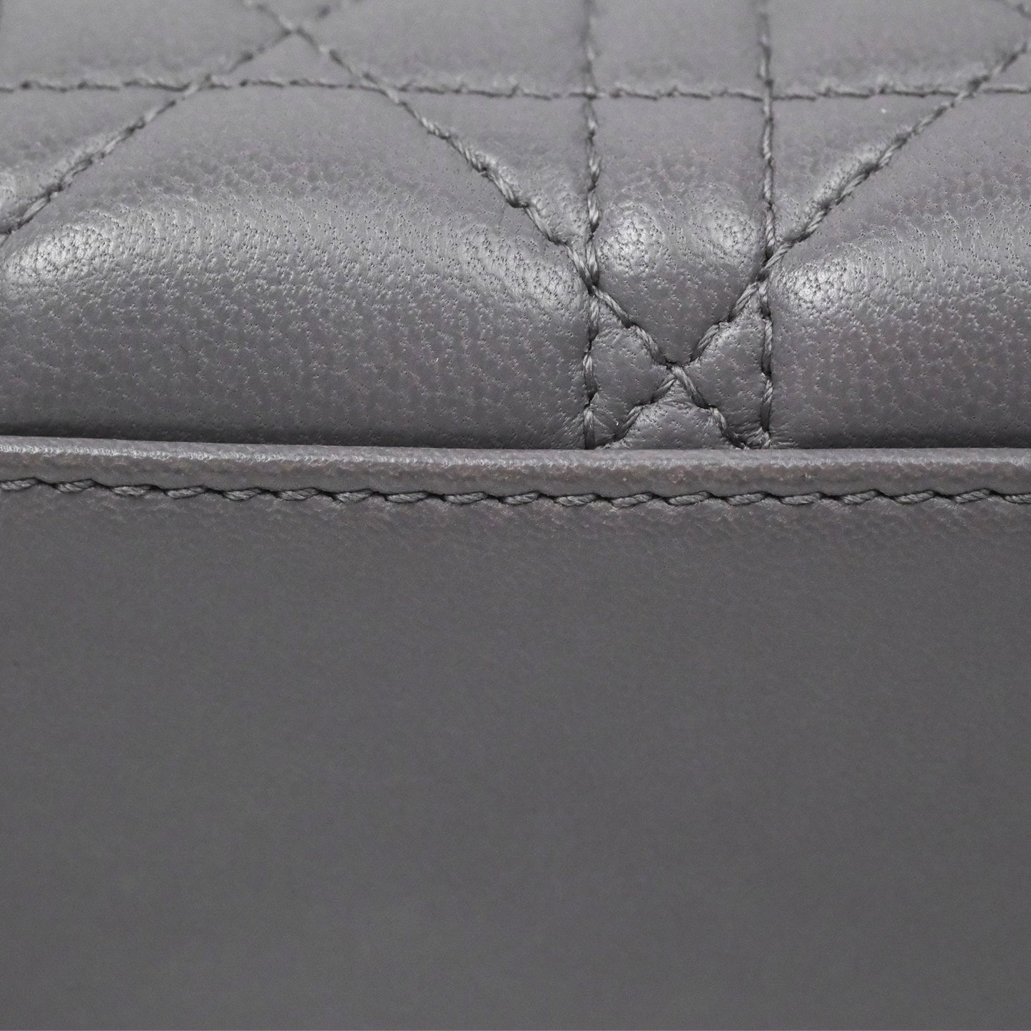 Christian Dior Mini Lady Dior Grey Lambskin Cannage Gold Hardware