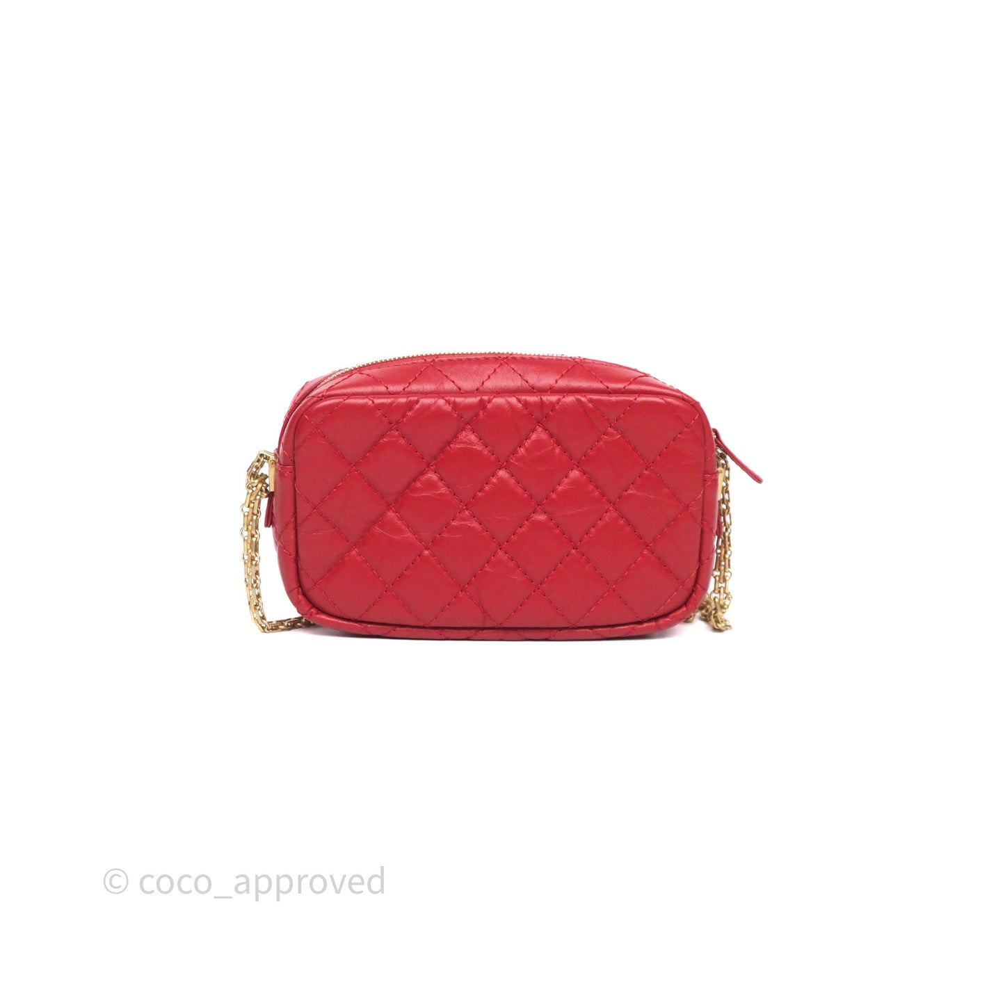 Chanel Quilted Mini Reissue Camera Case Red Aged Calfskin Aged Gold Hardware