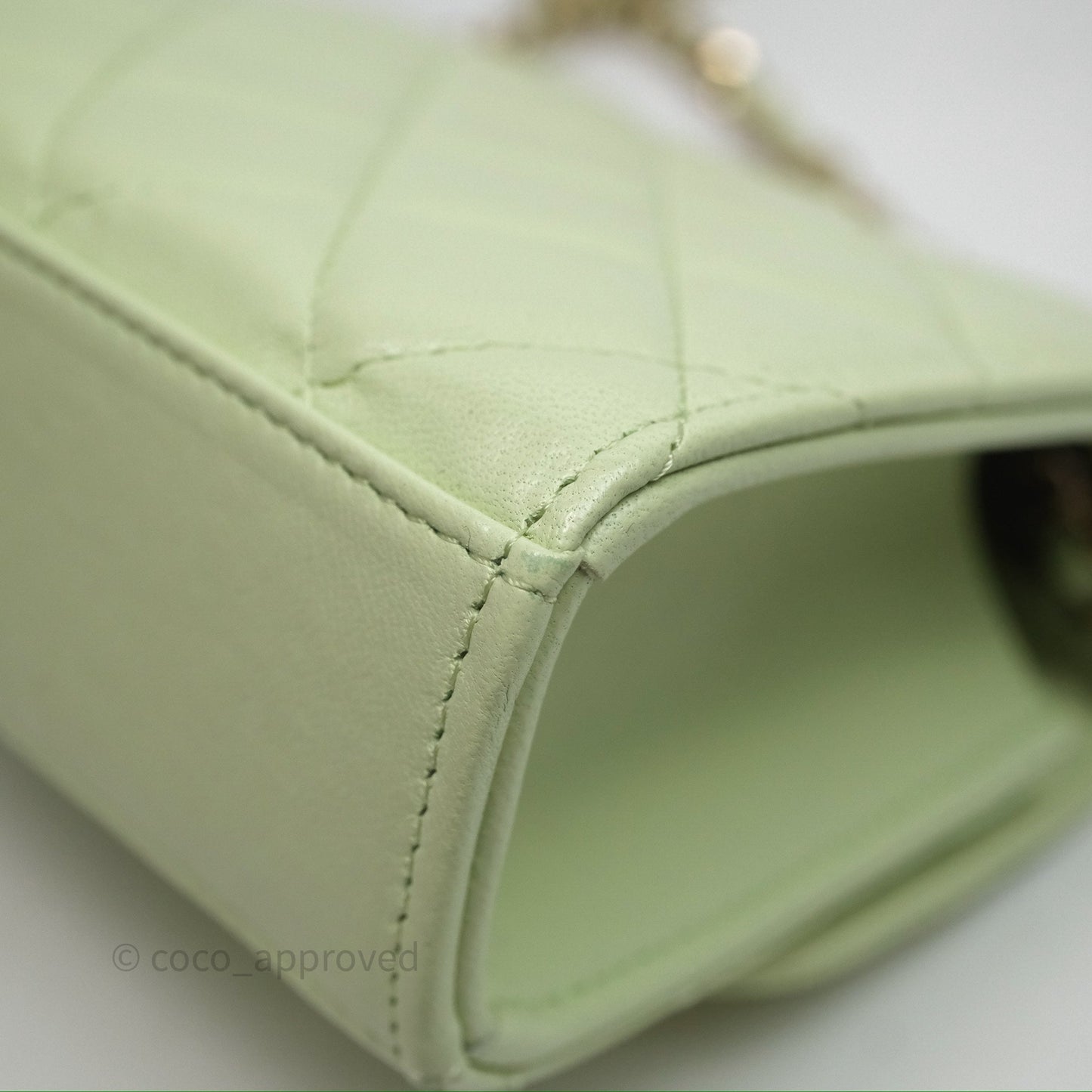 Chanel Mini Quilted Trendy CC Clutch With Chain Green Lambskin Gold Hardware