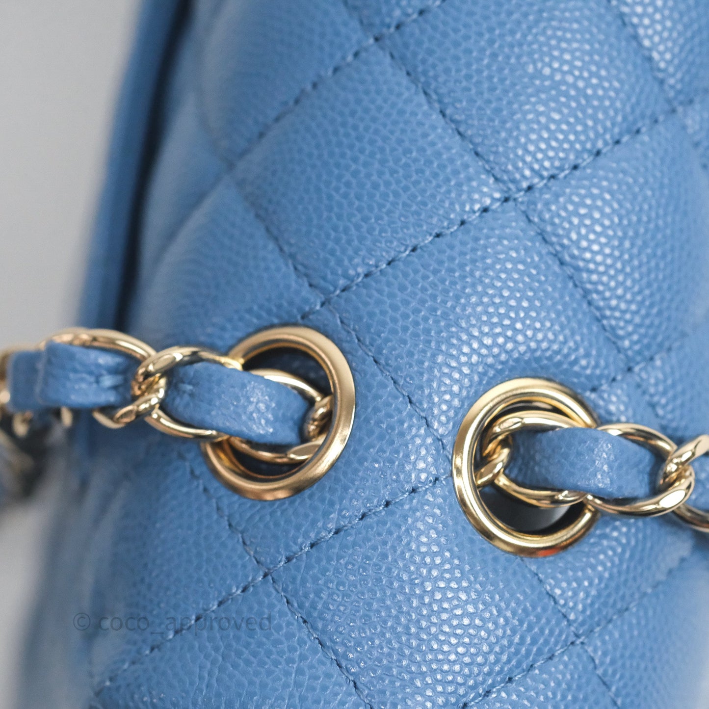 Chanel Small Classic Flap Quilted Blue Caviar Gold Hardware 20S