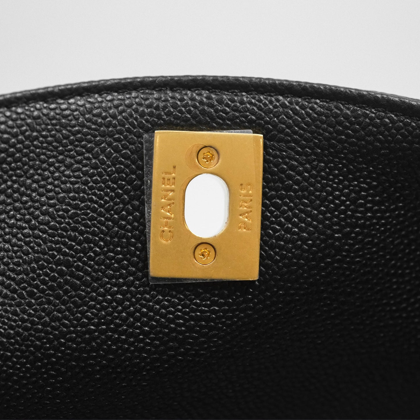 Chanel Double Pocket Hobo Bag Black Caviar Brushed Gold Hardware