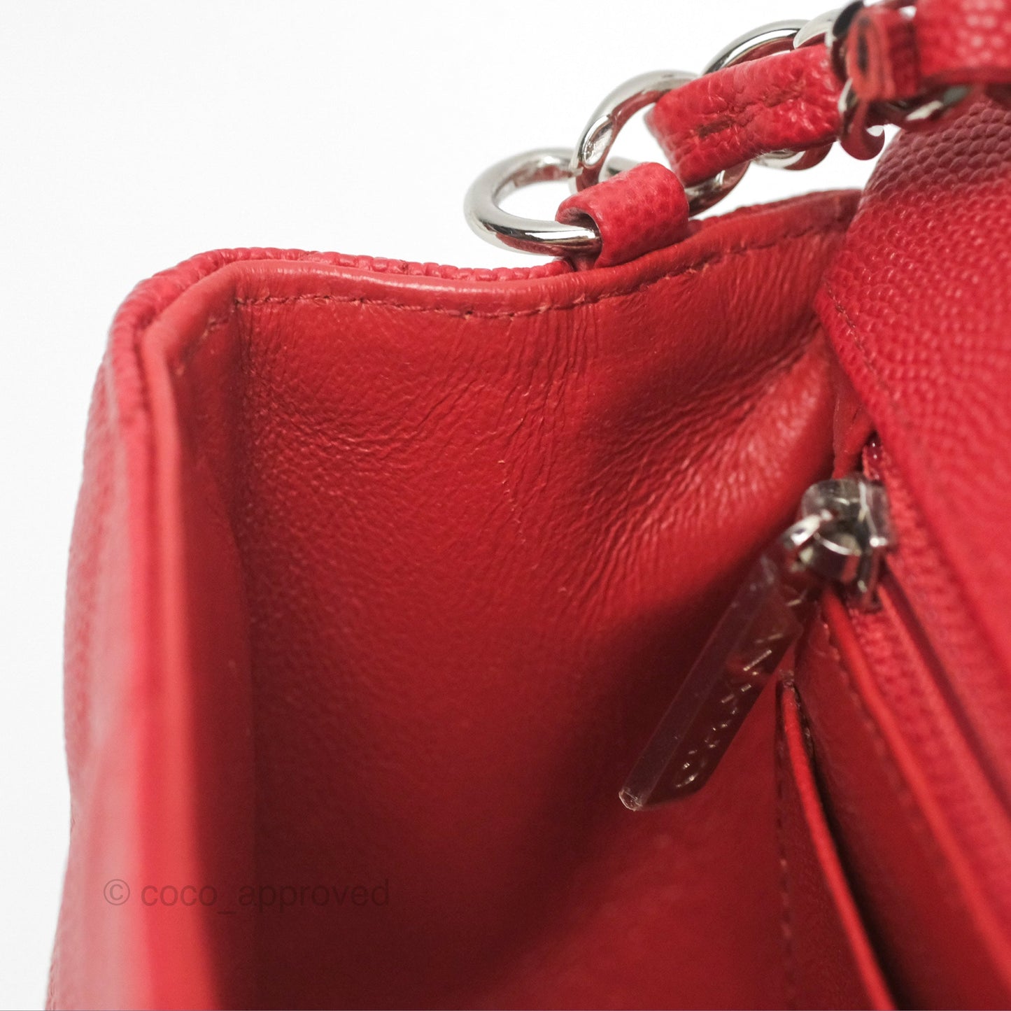Chanel Quilted Mini Rectangular Red Caviar Silver Hardware