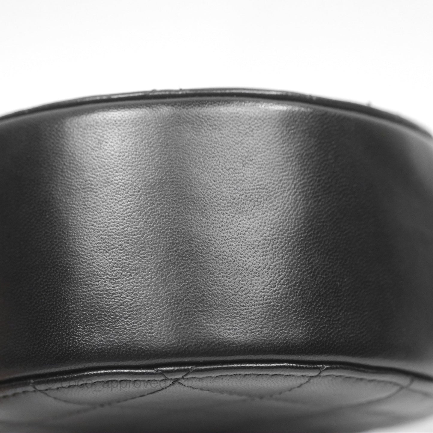Chanel Classic Quilted Round Clutch With Chain Black Lambskin Silver Hardware