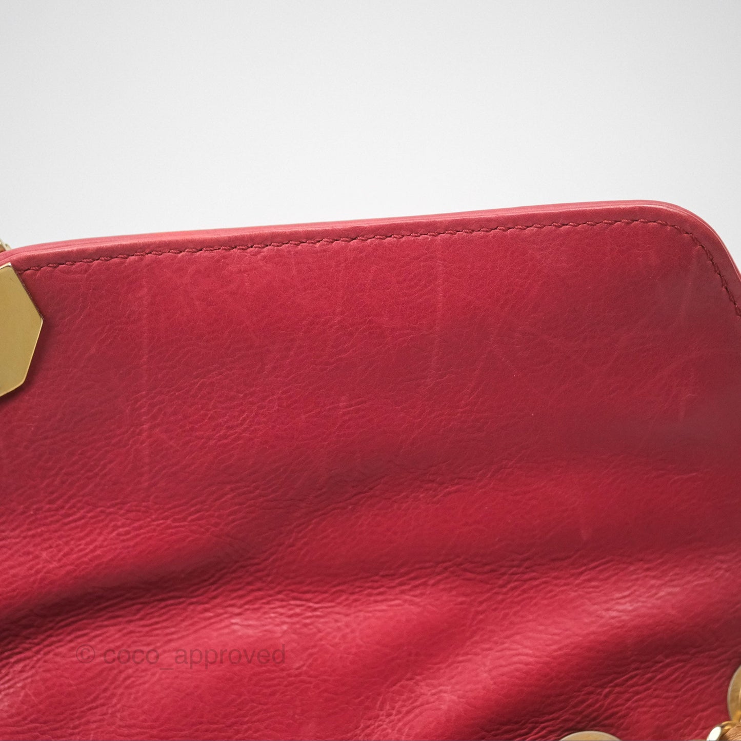 Chanel Chevron Shoulder Bag Red Calfskin Aged Gold Hardware