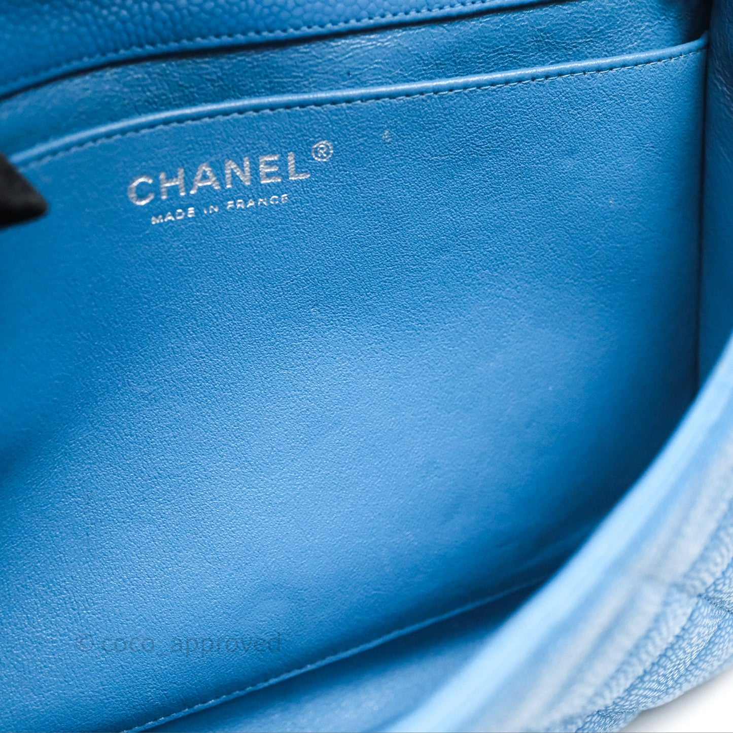 Chanel Quilted Clutch with Chain Caviar Azul Sliver Hardware