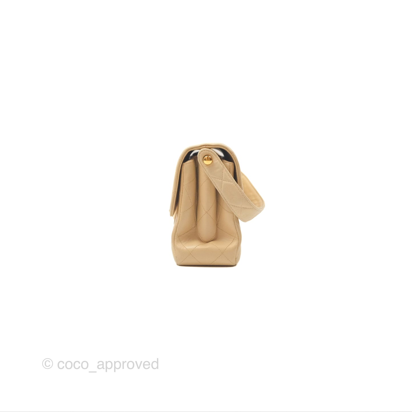 Chanel Vintage Double Sided Flap Bag Quilted Beige Lambskin Gold Hardware