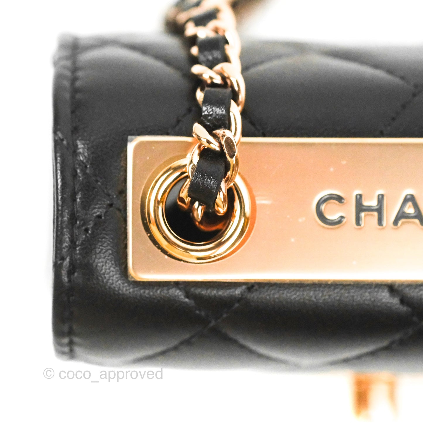 Chanel Mini Quilted Trendy CC Clutch With Chain Black Lambskin Rose Gold Hardware