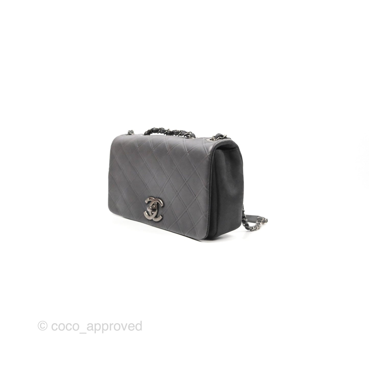 Chanel New Chic Flap Dark Grey Calfskin Ruthenium Hardware