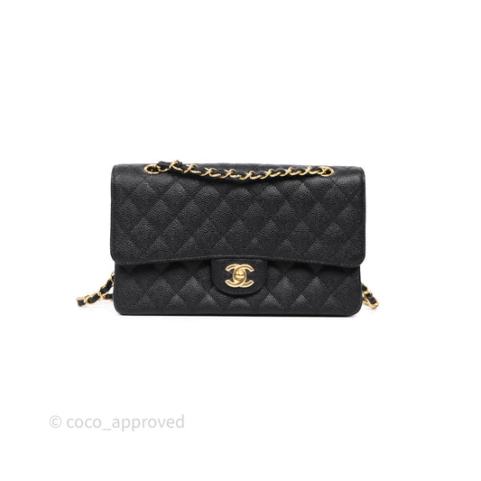 Chanel Classic M/L Medium Flap Quilted Black Caviar Gold Hardware