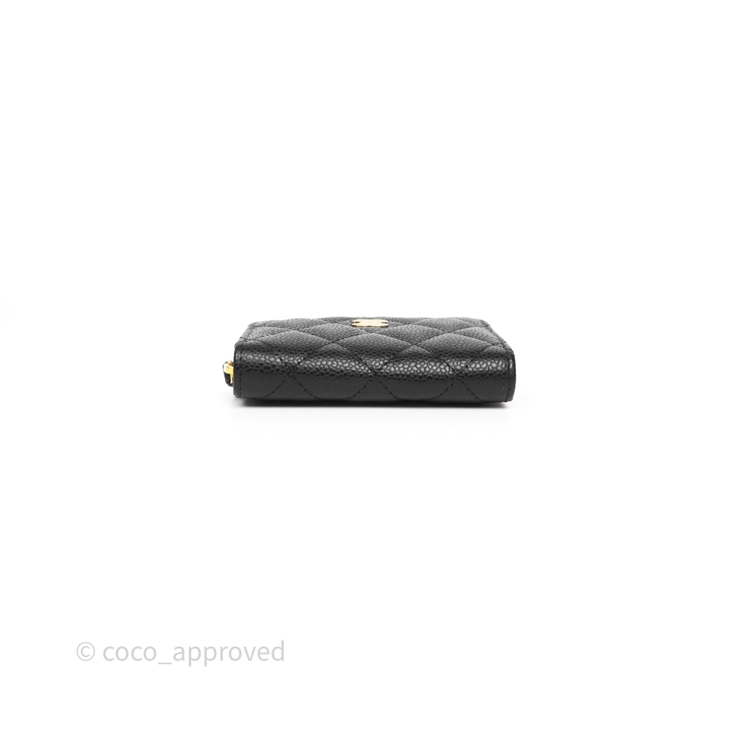 Chanel Classic Zipped Coin Purse Black Caviar Gold Hardware