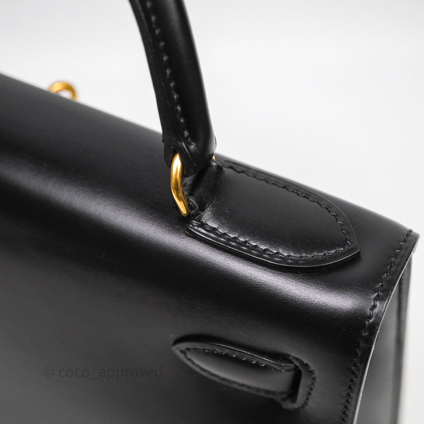 Hermès Vintage Kelly 28 Sellier Black Noir 89 Box Leather Gold Hardware