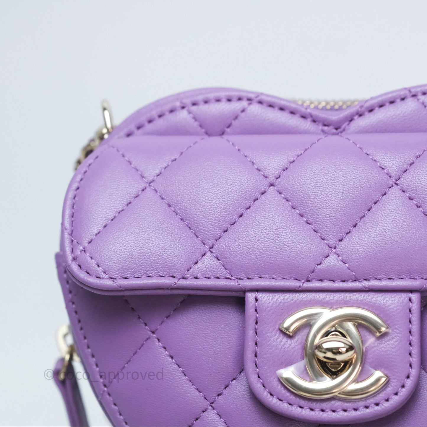 Chanel Small Heart Bag Purple Lambskin Gold Hardware 22S