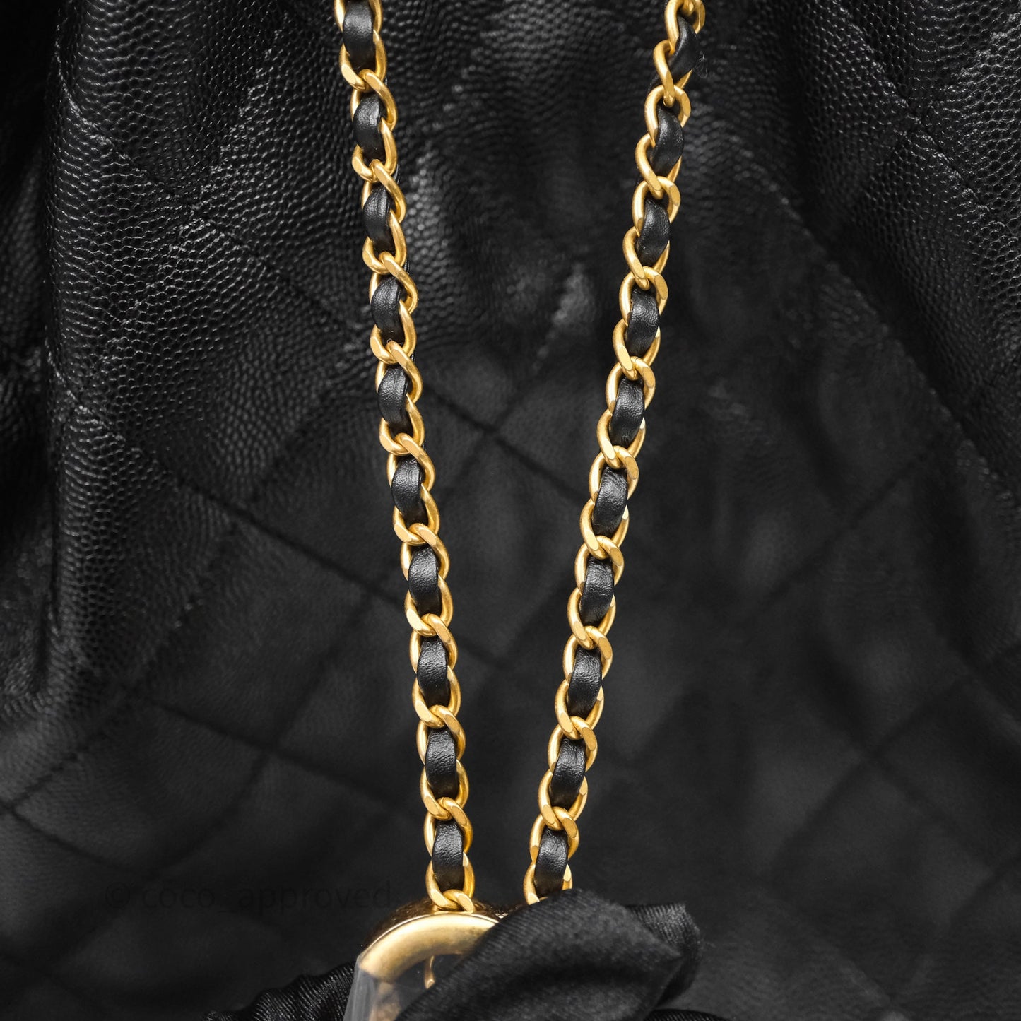 Chanel 25 Medium Black Caviar Aged Gold Hardware