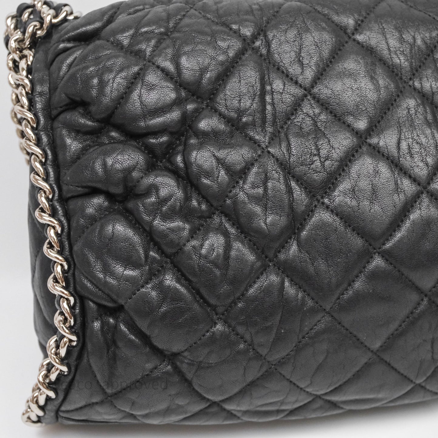 Chanel Chain Around Calfskin Hobo Black Silver Hardware